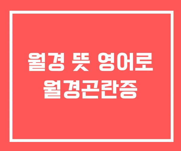 월경 뜻 영어로 월경곤란증