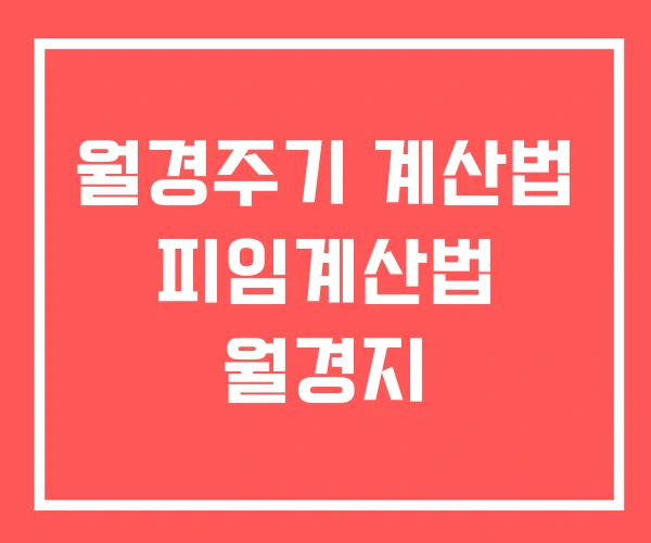 월경주기 계산법 피임계산법 월경지