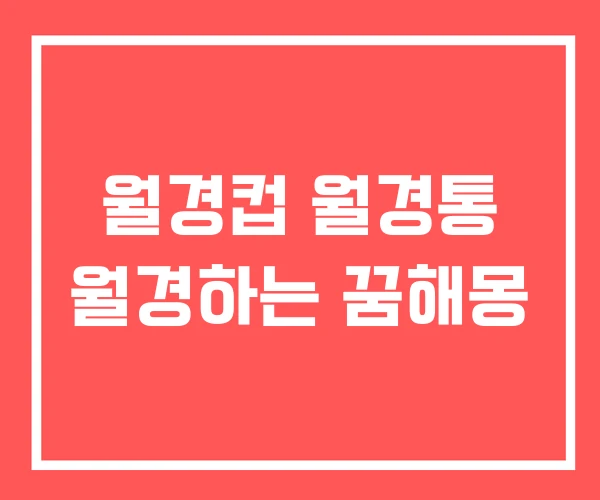 월경컵 월경통 월경하는 꿈해몽