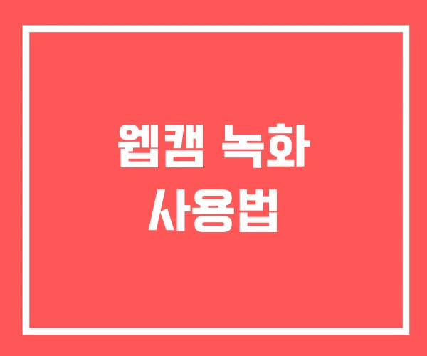 웹캠 녹화 사용법