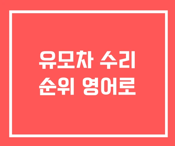 유모차 수리 순위 영어로
