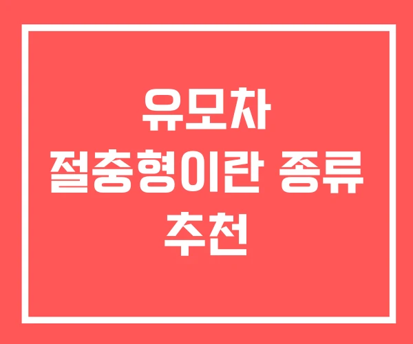 유모차 절충형이란 종류 추천