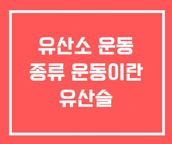 유산소 운동 종류 운동이란 유산슬
