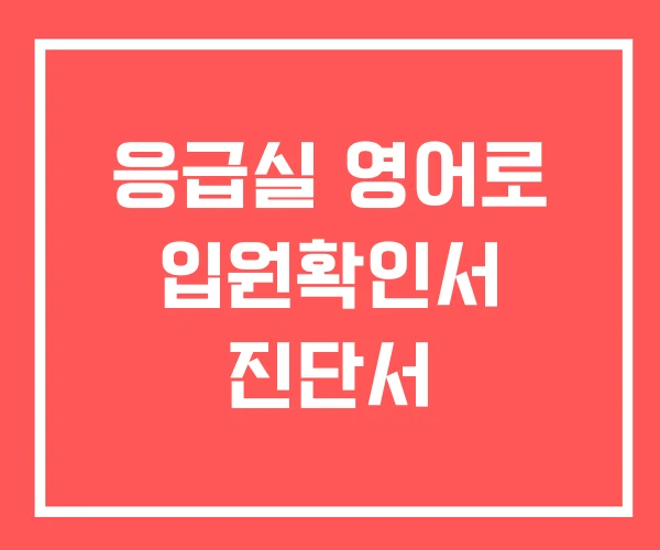 응급실 영어로 입원확인서 진단서