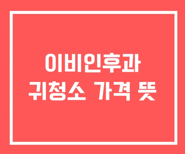 이비인후과 귀청소 가격 뜻