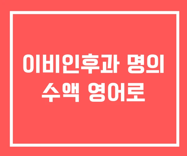 이비인후과 명의 수액 영어로