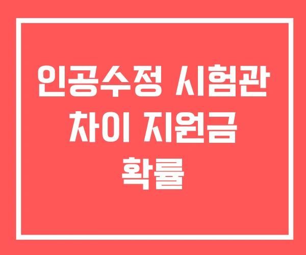인공수정 시험관 차이 지원금 확률