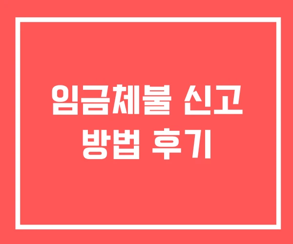 임금체불 신고 방법 후기