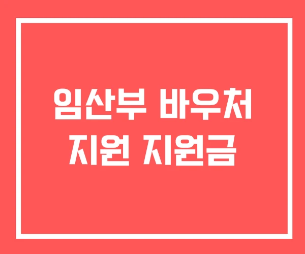임산부 바우처 지원 지원금