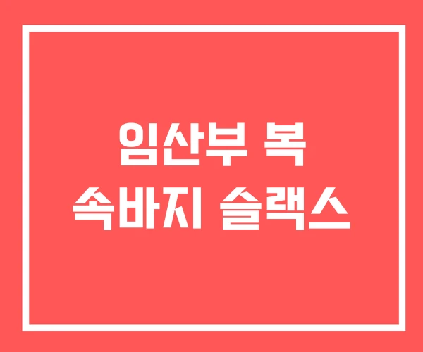 임산부 복 속바지 슬랙스