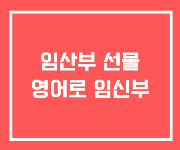 임산부 선물 영어로 임신부