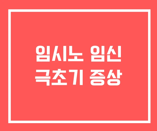 임시노 임신 극초기 증상