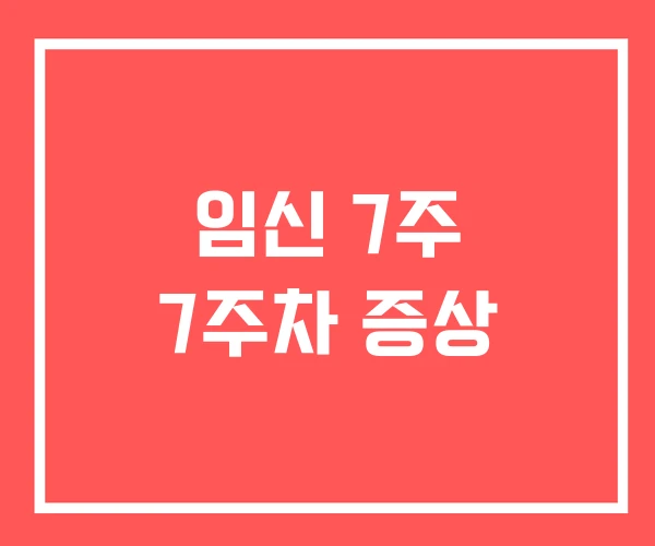 임신 7주 7주차 증상