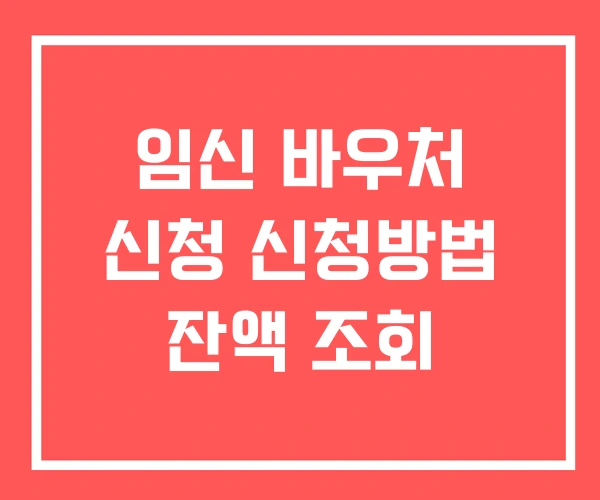 임신 바우처 신청 신청방법 잔액 조회