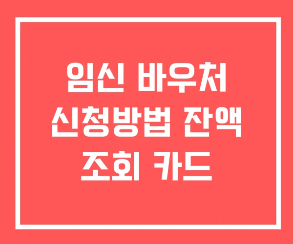 임신 바우처 신청방법 잔액 조회 카드