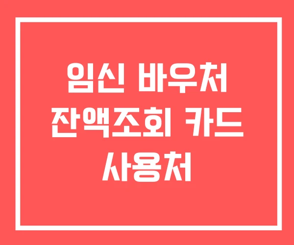 임신 바우처 잔액조회 카드 사용처