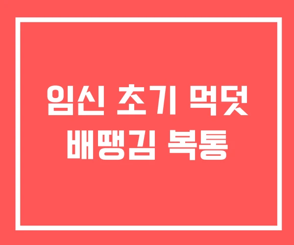 임신 초기 먹덧 배땡김 복통
