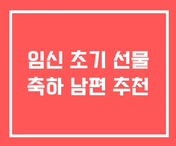 임신 초기 선물 축하 남편 추천