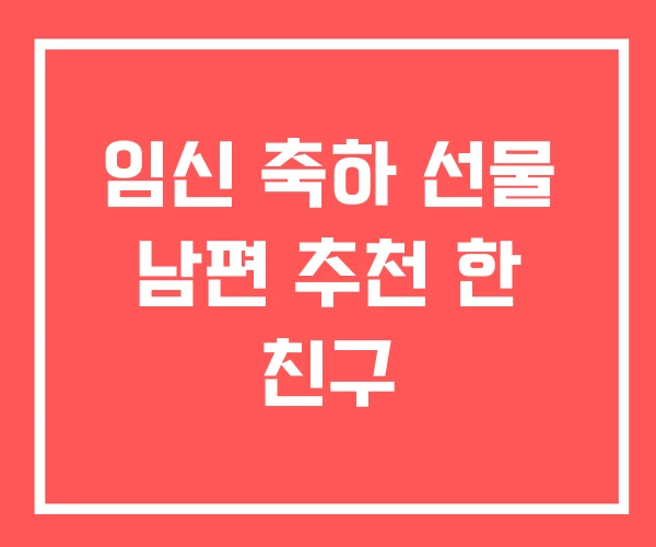 임신 축하 선물 남편 추천 한 친구