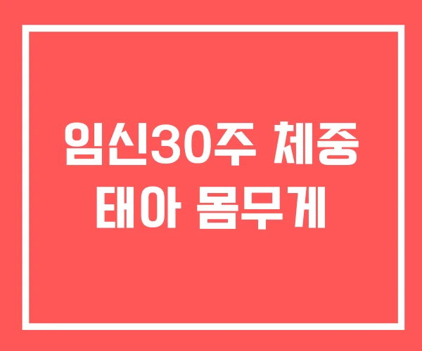 임신30주 체중 태아 몸무게