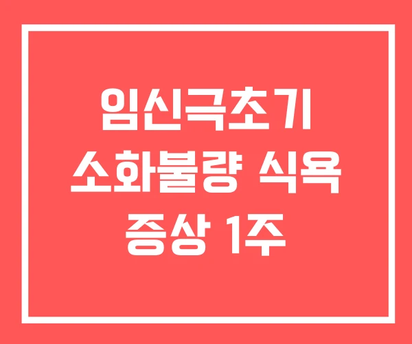 임신극초기 소화불량 식욕 증상 1주