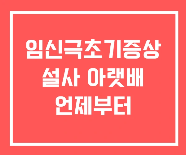 임신극초기증상 설사 아랫배 언제부터