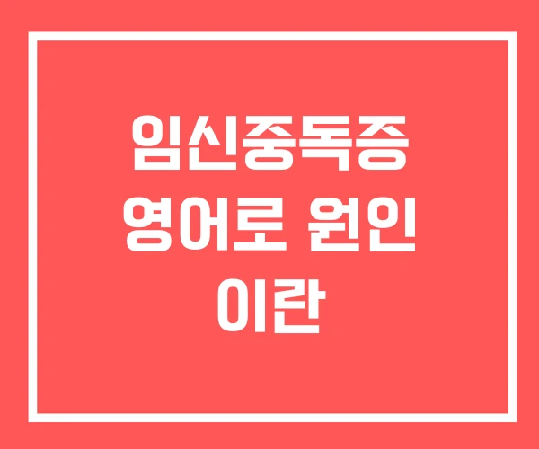 임신중독증 영어로 원인 이란