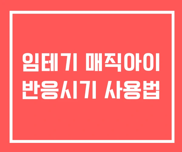 임테기 매직아이 반응시기 사용법