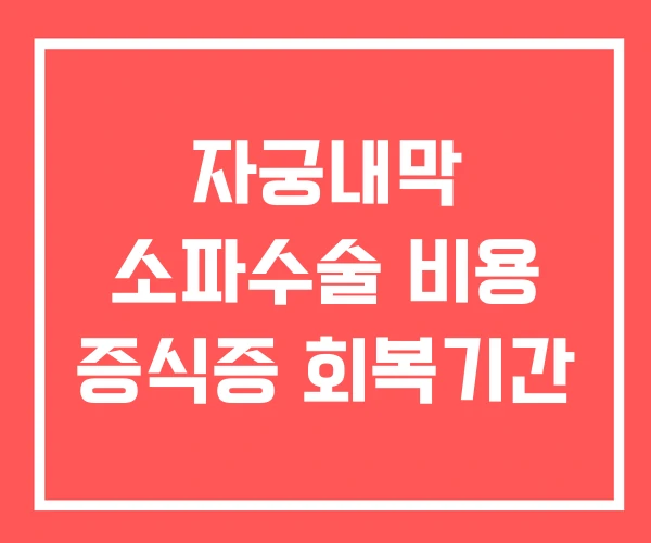 자궁내막 소파수술 비용 증식증 회복기간
