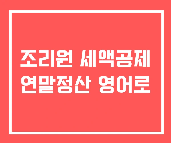 조리원 세액공제 연말정산 영어로