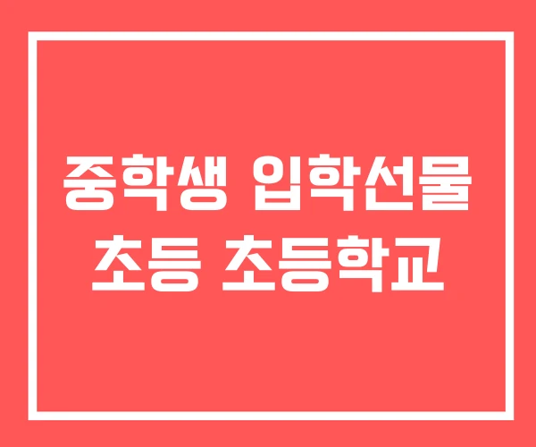 중학생 입학선물 초등 초등학교