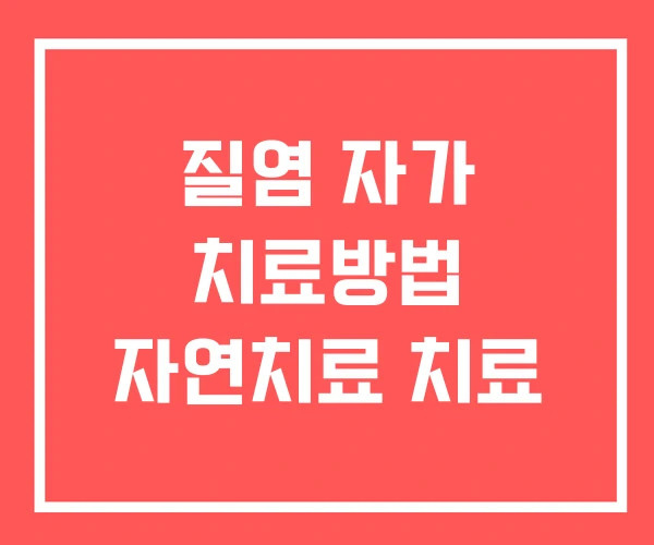 질염 자가 치료방법 자연치료 치료