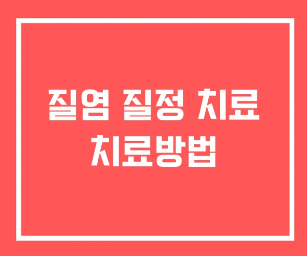 질염 질정 치료 치료방법