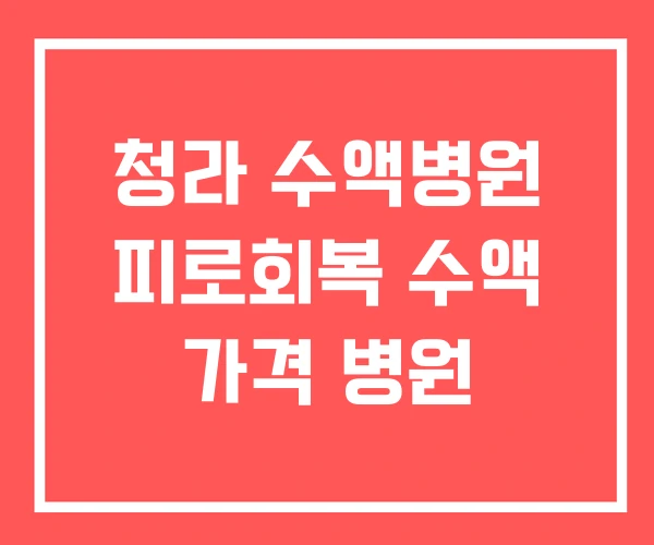 청라 수액병원 피로회복 수액 가격 병원