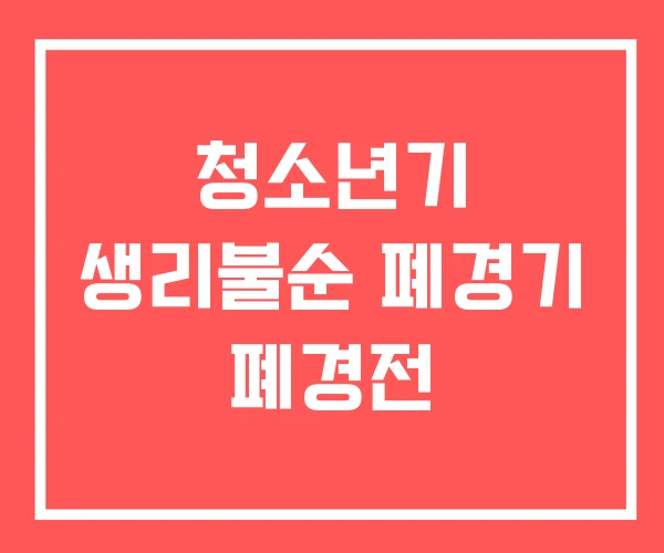 청소년기 생리불순 폐경기 폐경전