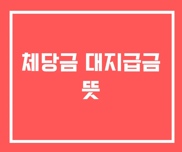 체당금 대지급금 뜻