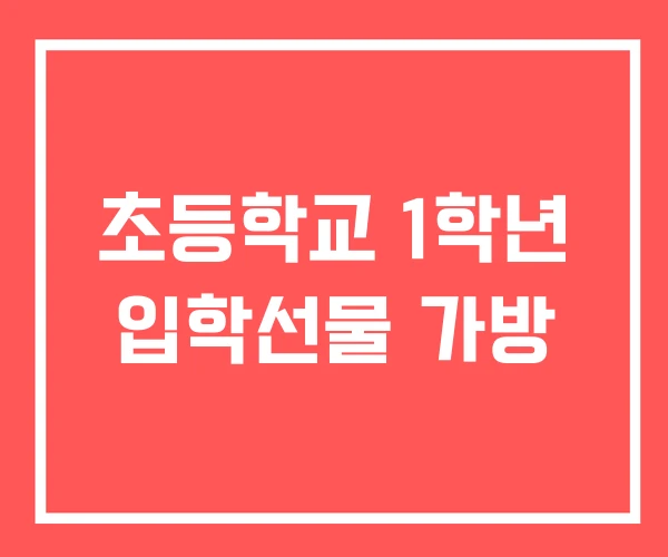 초등학교 1학년 입학선물 가방