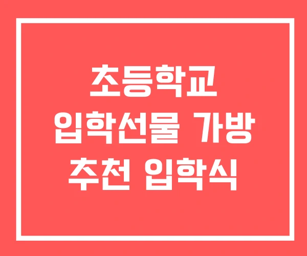초등학교 입학선물 가방 추천 입학식