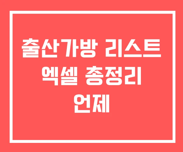 출산가방 리스트 엑셀 총정리 언제