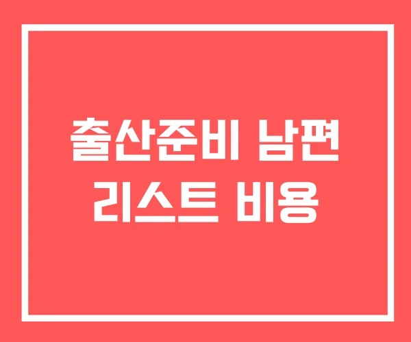 출산준비 남편 리스트 비용