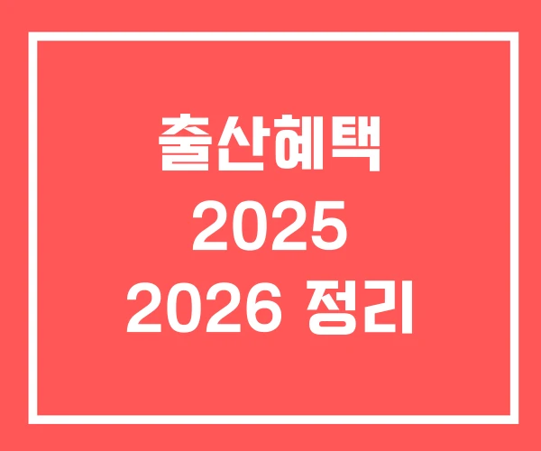 출산혜택 2025 2026 정리