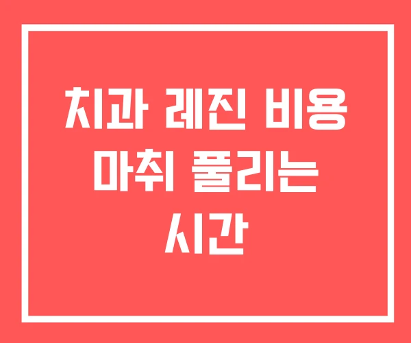 치과 레진 비용 마취 풀리는 시간