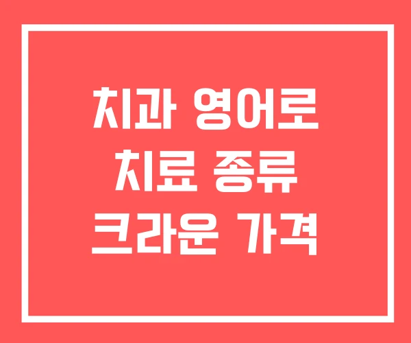 치과 영어로 치료 종류 크라운 가격