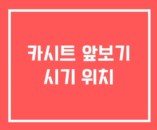 카시트 앞보기 시기 위치