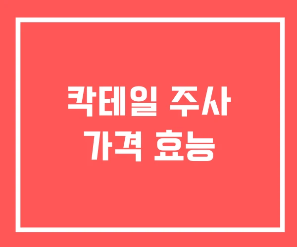 칵테일 주사 가격 효능