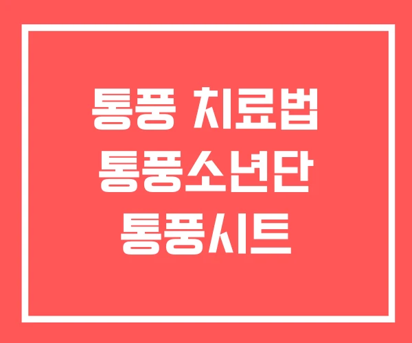 통풍 치료법 통풍소년단 통풍시트