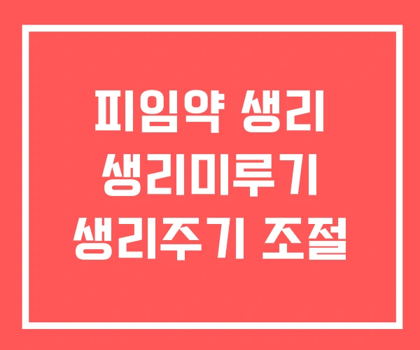 피임약 생리 생리미루기 생리주기 조절