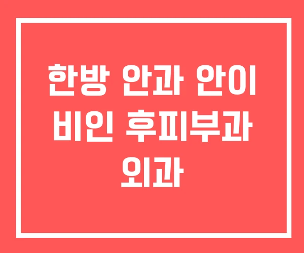 한방 안과 안이 비인 후피부과 외과