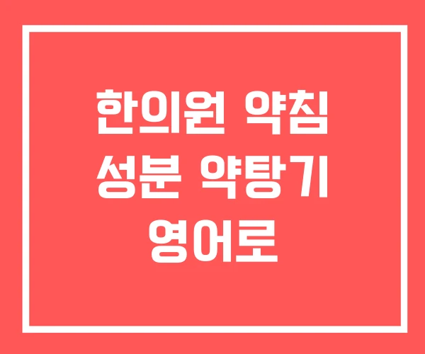 한의원 약침 성분 약탕기 영어로
