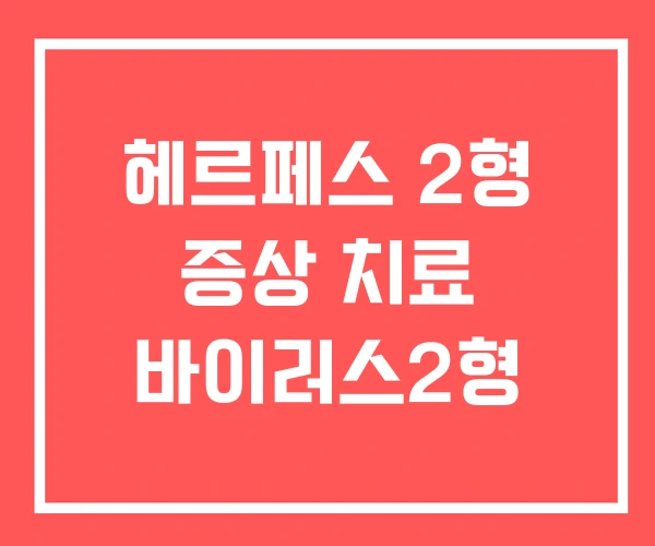 헤르페스 2형 증상 치료 바이러스2형